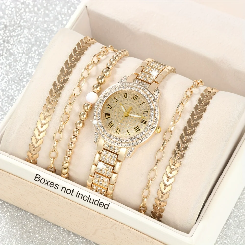 Luxury Watch Gift For Her - 6 adet/takım kadın lüks taklidi Quartz